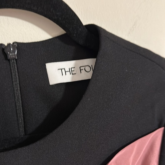 THE FOLD London Arundel dusty pink bow black blouse Virgin wool taffeta office - Picture 3 of 5